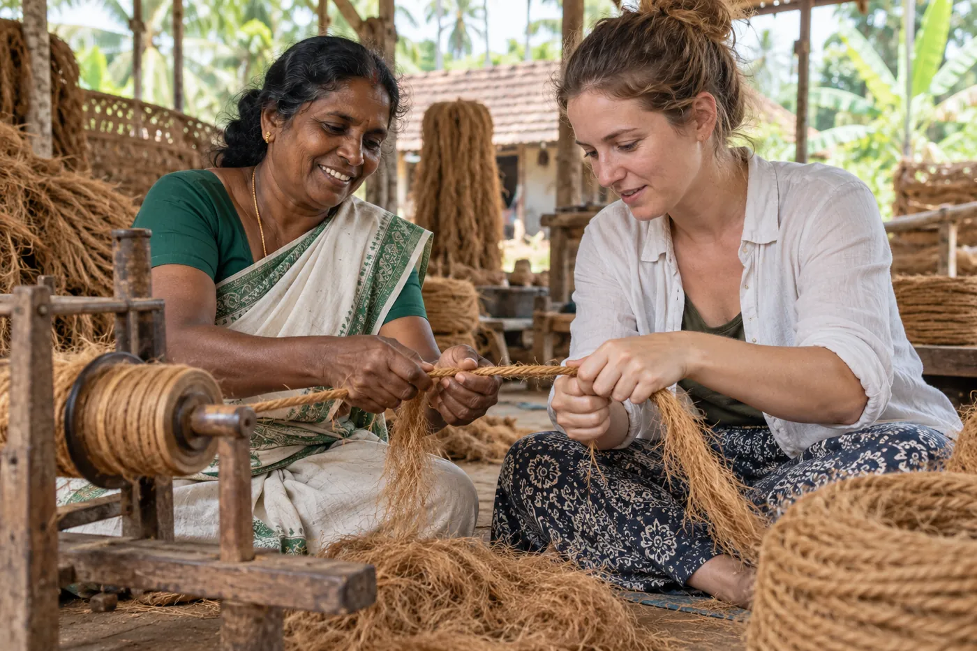 Coir weaving with a local artisan