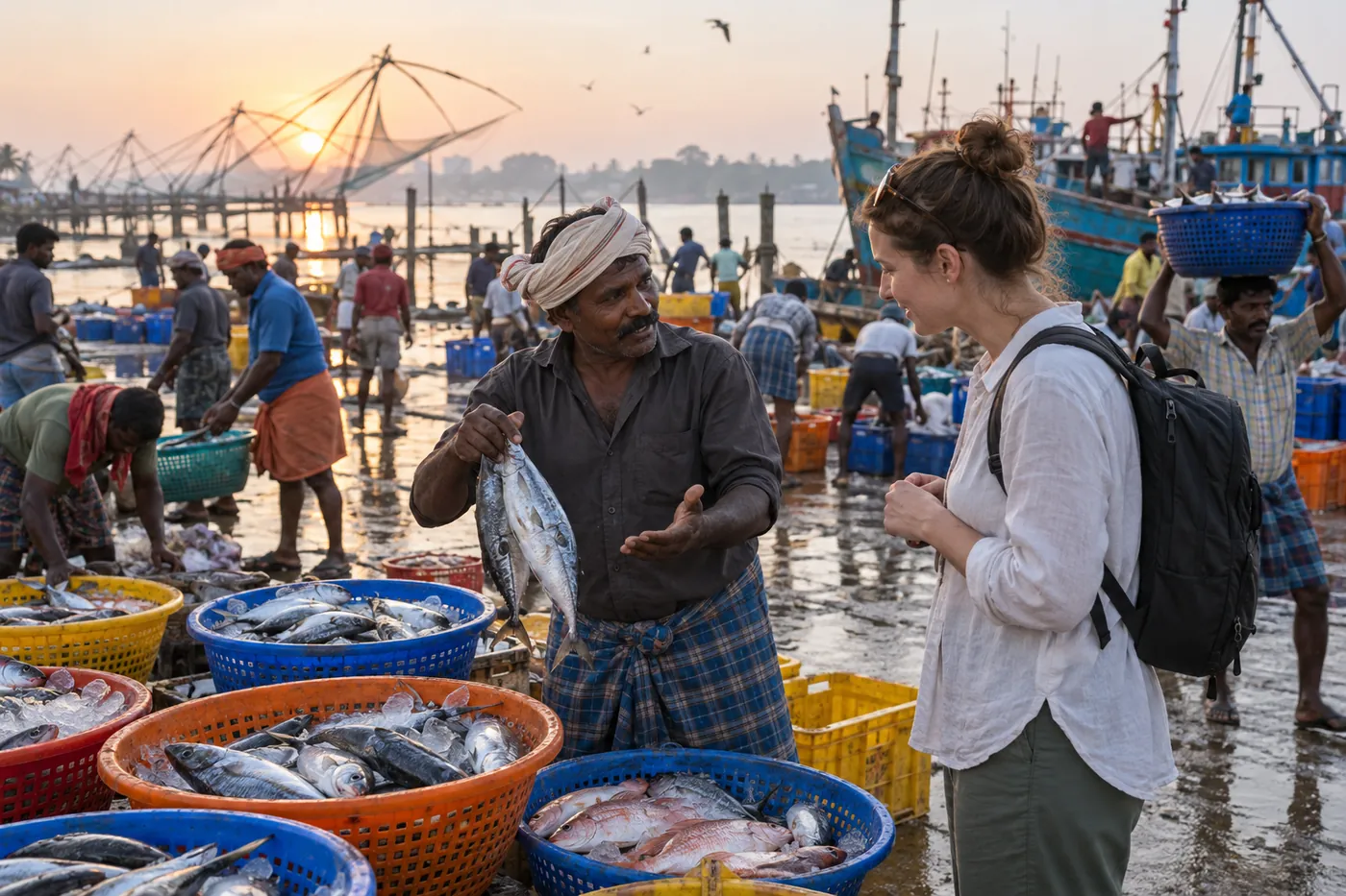 Fish Market Dawn Experience — Fort Kochi — Kerala