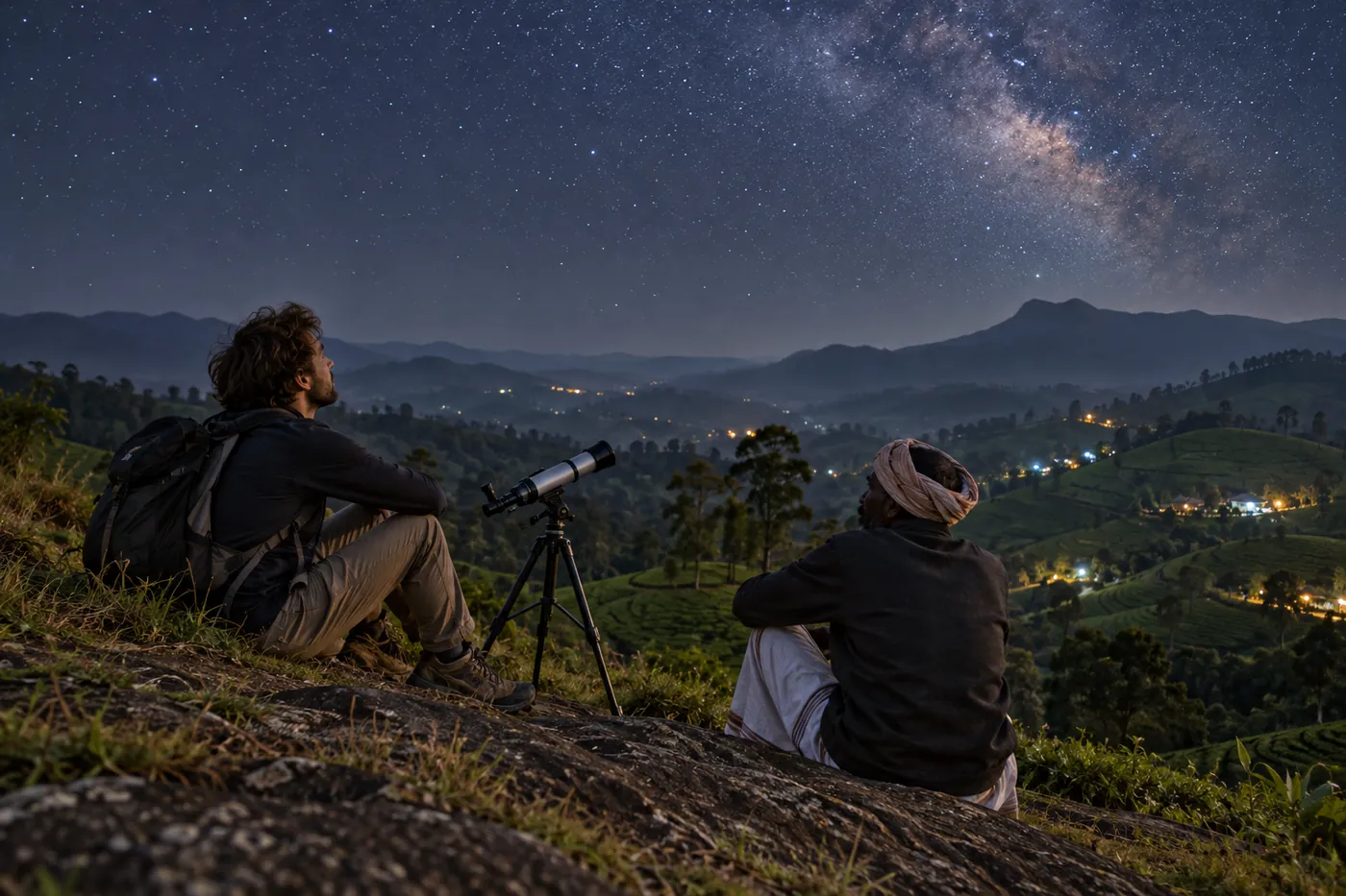 Clear night sky over the high range